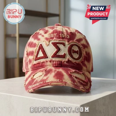 Delta Sigma Theta Sorority Tie Dye Distressed Baseball Cap