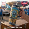 Detroit Lions 1930-2026 Stanley Tumbler 40oz featuring a lion wearing sunglasses, sunset waves, and team branding.