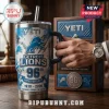Detroit Lions 96th Anniversary Stanley Tumbler 40oz featuring blue team logos, claw marks, and 1930-2026 text on steel.
