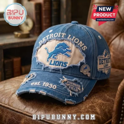 Detroit Lions Distressed Vintage Denim Baseball Cap