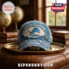Detroit Lions Distressed Vintage Denim Baseball Cap featuring team logos, blue embroidery, and frayed fabric details.