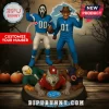 Detroit Lions Horror Character Custom Acrylic Plaque featuring Ghostface and Freddy Krueger in Lions blue jerseys.