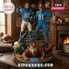 Detroit Lions Horror Character Custom Acrylic Plaque featuring Ghostface and Freddy Krueger in team uniforms on a display.