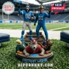 Detroit Lions Horror Character Custom Acrylic Plaque featuring Ghostface and Freddy Krueger figures on a football field.