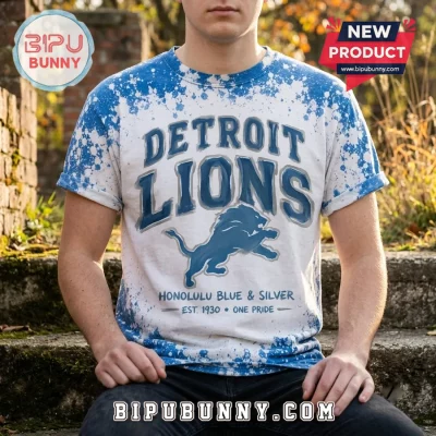Detroit Lions NFL Bleached Tie-Dye T-Shirt