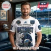 Detroit Lions Old Bastards Mascot Custom Shirt on a man with blue, silver, and white football graphics and stadium motifs.