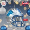 Detroit Lions Team Acrylic Christmas Ornament 2026 featuring a silver football helmet with blue logo and blue face mask.