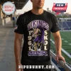 Disney x Minnesota Vikings Thor Mascot Black Shirt featuring Thor wielding a hammer with 1961 text and Vikings graphics.