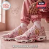 Dolly Parton In Loving Memory 1946-2026 Air Max Plus sneakers in pink with guitar graphics and portrait illustration.