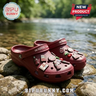 Dr Pepper Maroon Clogs with Charms
