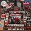 Ducati Monopoly Collector Edition Board Game featuring a red Panigale motorcycle on the board, pieces, and custom currency.