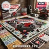 Ducati Monopoly Collector Edition board game featuring red motorcycle game pieces, branded play money, and game board.