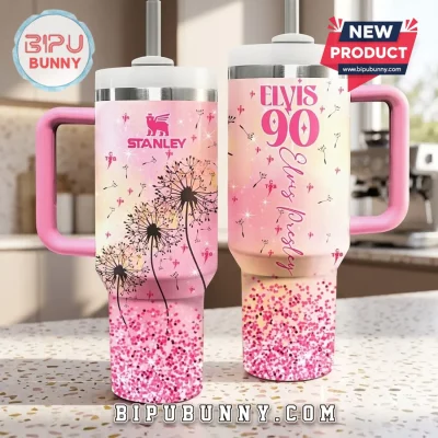 Elvis Presley 90th Birthday Pink Stanley Tumbler
