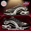 Elvis Presley Black And White TN Sneakers featuring a cross design, portrait graphics, and text on a velvet surface.