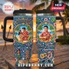 Elvis Presley Blue Hawaii 65th Anniversary 40oz Tumbler with tropical imagery, hula dancers, and jeweled accents on a beach.