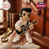 Elvis Presley Hand-Crochet Car Hanging Ornament featuring a miniature amigurumi doll with a black guitar and white jumpsuit.