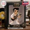 Elvis Presley Hand-Crochet Car Hanging Ornament in a white jumpsuit with a black guitar inside a branded display box.
