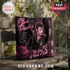 Elvis Presley The King Rock n Roll tote bag with pink rose, musical notes, and vintage portrait on a wooden bench.