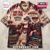 Essendon Bombers AFL Casual Hawaiian Shirt featuring vintage red and beige tropical print with team graphics and slogans.