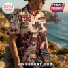 Essendon Bombers AFL Casual Hawaiian Shirt featuring vintage typography, palm trees, and team imagery on beige fabric.