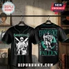 Evanescence Sanctuary Fallen 2026/27 World Tour baseball jersey in black with green trim and graphic angel illustrations.