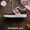 Evanescence World Tour Crack Pattern Air Force 1 sneakers featuring red black and white leather with gothic band branding.