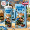 Family Guy Characters 40oz Stanley Tumbler featuring Peter, Lois, Chris, Meg, Stewie, and Brian with Quahog house graphics.