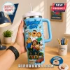 Family Guy Characters 40oz Stanley Tumbler featuring Peter, Lois, Stewie, Brian, and the Griffin house on light blue steel.