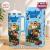 Family Guy Characters 40oz Stanley Tumbler featuring Peter, Lois, Stewie, and Brian in a light blue wrap-around design.