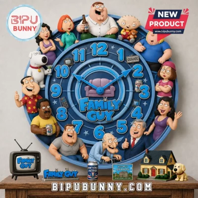 Family Guy Characters Blue Wall Clock