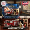 Firefighter Tribute 512-Piece Building Block Set featuring a red fire truck, station facade, firefighter figure, and dog.