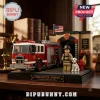 Firefighter Tribute 512-Piece Building Block Set features a red toy fire truck, a firefighter minifigure, and a dalmatian.