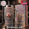 Five Finger Death Punch Got Your Six 40oz Tumbler with metallic skull, brass knuckles, and iridescent purple base finish.