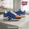 Florida Gators Nike Air Max running shoes featuring royal blue and orange panels, white midsoles, and team logo details.