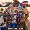 Florida Gators Summer Casual Hawaiian Shirt featuring graphic prints of palm trees, Gator logos, and football text.