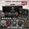 Ford Mustang 500-Piece Collector Poker Set with branded chips, dealer button, two card decks, and black aluminum case.