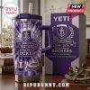 Fremantle Dockers 32nd Anniversary Tie Dye Stanley Tumbler with purple swirl pattern, team logo, and matching gift box.