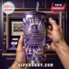 Fremantle Dockers 32nd Anniversary Tie Dye Stanley Tumbler with purple swirl pattern, team anchor logo, and metal straw.