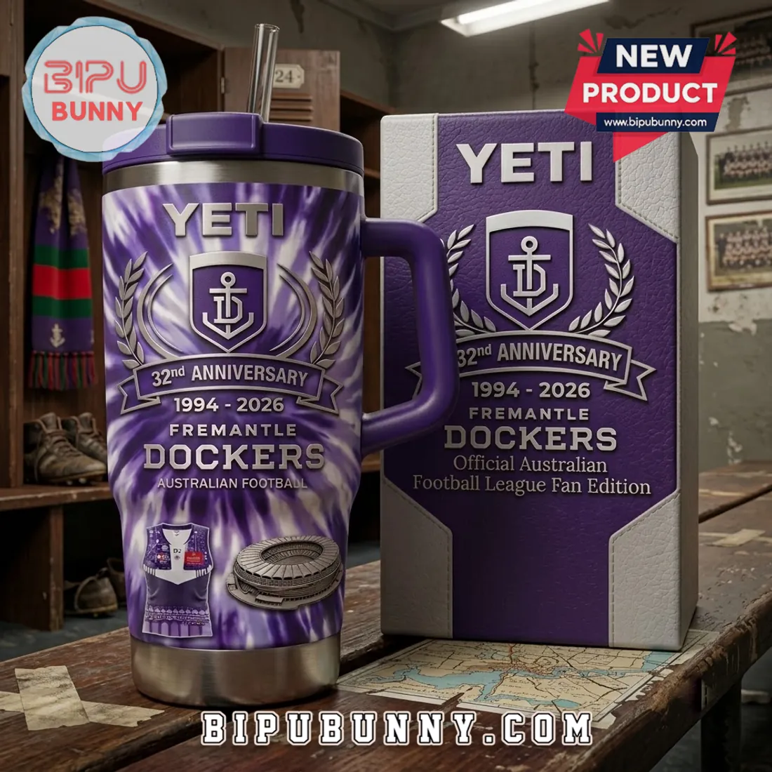 Fremantle Dockers 32nd Anniversary Tie Dye Stanley Tumbler Fremantle Dockers 32nd Anniversary Tie Dye Stanley Tumbler