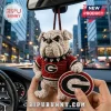 Georgia Bulldogs Crocheted Mascot Car Ornament wearing a red sweater with a G logo and a black spiked collar.