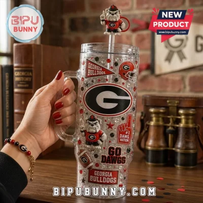 Georgia Bulldogs Rhinestone Accent 40oz Tumbler with Handle