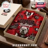 Georgia Bulldogs Sanford Stadium Hawaiian shirt with red fabric, bulldog graphic, and stadium text in a presentation box.