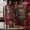 Georgia Bulldogs Tie-Dye YETI Stanley Tumbler with a red and black swirl pattern, logo, and 241st anniversary text.
