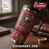 Georgia Bulldogs Tie-Dye YETI Stanley Tumbler with red and black pattern, G logo, and anniversary stadium graphic.