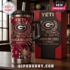Georgia Bulldogs Tie-Dye YETI Stanley Tumbler with red, black, and white patterns, team logo, and 241st anniversary text.
