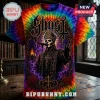 Ghost Rituals in the Night Limited Edition Shirt featuring Papa Emeritus over a vibrant rainbow tie-dye background.