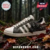 Ghostface Scream Horror Movie Casual Sneakers featuring the iconic mask, vintage telephone motifs, and forest floor background.