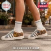 Gilmore Girls Luke’s Diner Casual Sneakers featuring floral print, coffee cup graphics, and show quote text on cream canvas.