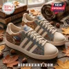 Gilmore Girls Luke’s Diner casual sneakers featuring cream suede, blue denim panels, autumn leaf patterns, and book motifs.