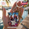 Grand Theft Auto VI Vice City Custom Shape Keychain held in palm showing game characters against a neon city backdrop.